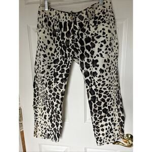 ERMANNO SCERVINO Animal Print Pant stitching crop Size 40/4 Italy 32 X23..5 NWT